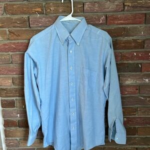 Blue Dress Shirt with Button-Down Collar and Long Sleeves
